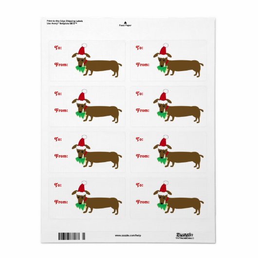 Kerstdachshund Etiket (Full Sheet)