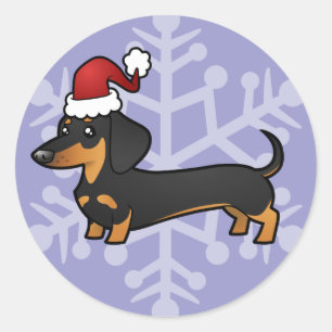 Kerstdachshund (gladde jas) ronde sticker