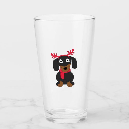 kerstdachshund glas (Voorkant)