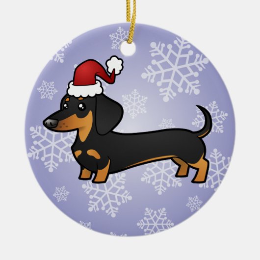 Kerstdachshund Keramisch Ornament (Voorkant)
