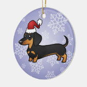 Kerstdachshund Keramisch Ornament (Links)