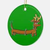 Kerstdachshund Keramisch Ornament (Links)
