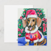 kerstdachshund, kleurschilder feestdagenkaart (Voorkant / Achterkant)