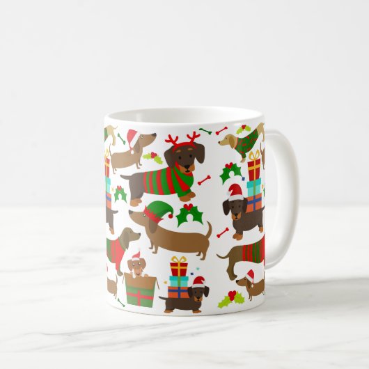 Kerstdachshund Koffiemok (Voorkant rechts)