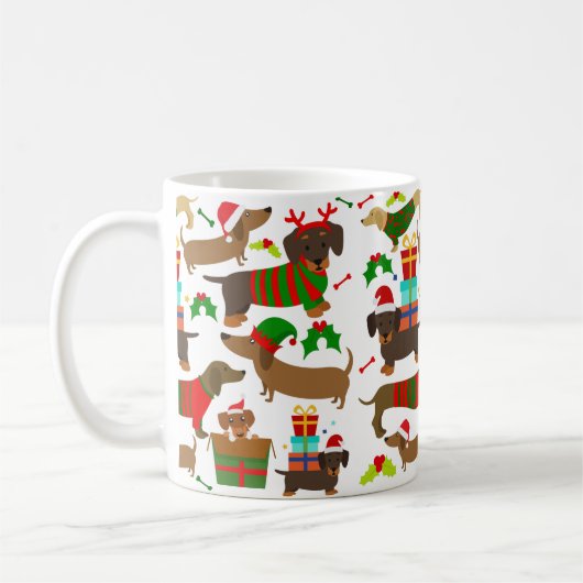 Kerstdachshund Koffiemok (Links)