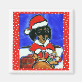 Kerstdachshund Magneet (Voorkant)