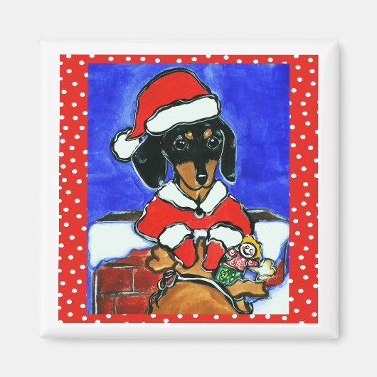Kerstdachshund Magneet (Voorkant)