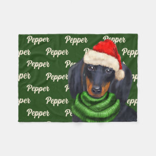 Kerstdachshund met Dog's naam Fleece Deken