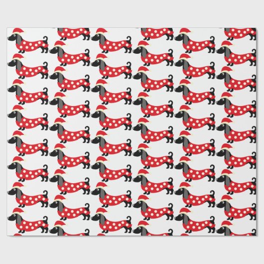 kerstdachshund-patroon cadeaupapier (Vlak)