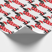 kerstdachshund-patroon cadeaupapier (Hoek)