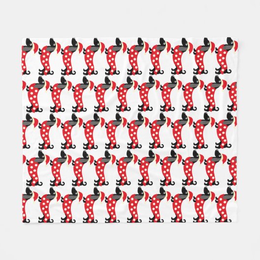kerstdachshund-patroon fleece deken (Voorkant (Horizontaal))