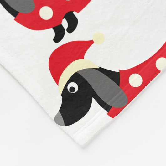 kerstdachshund-patroon fleece deken (Hoek)