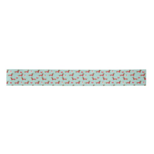 Kerstdachshund Ribbon Satijnen Lint (Voorkant)