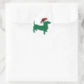 Kerstdachshund Ronde Sticker (Tas)
