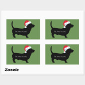 Kerstdachshund Santa Hat Monogram Rechthoekige Sticker (Vel)