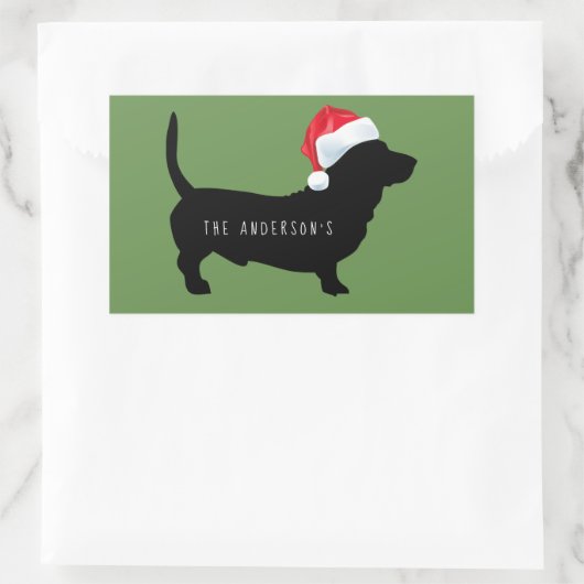 Kerstdachshund Santa Hat Monogram Rechthoekige Sticker (Tas)