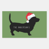 Kerstdachshund Santa Hat Monogram Rechthoekige Sticker (Voorkant)
