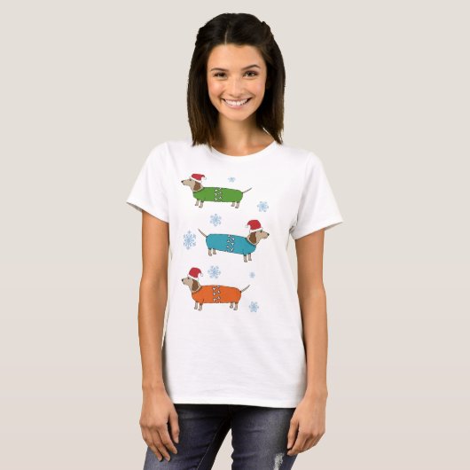 kerstdachshund SaUSE Dogs X-Mas T-Shirt (Voorkant volledig)