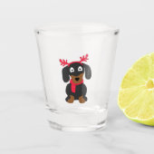 kerstdachshund shot glas (Voorkant)