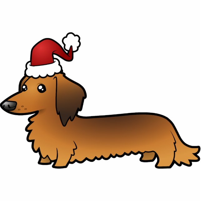 Kerstdachshund-sieraad (longhair) fotobeeldje ornament (Voorkant)