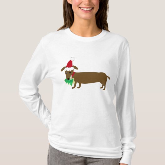 Kerstdachshund T-shirt (Voorkant)