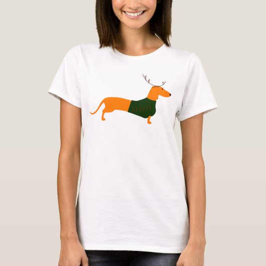Kerstdachshund T-shirt voor vrouwen (Voorkant)