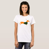 Kerstdachshund T-shirt voor vrouwen (Voorkant volledig)