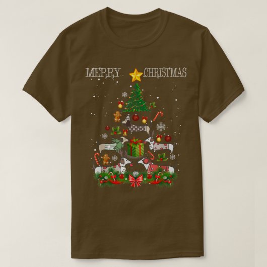 kerstdachshund Tree Matching Pajamas Xmas Dog T-shirt (Design voorkant)
