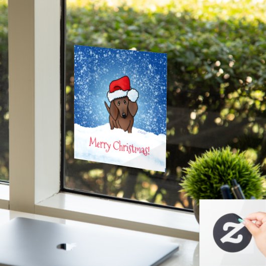Kerstdachshund-vensterbank Raamsticker (Kantoor)