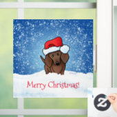 Kerstdachshund-vensterbank Raamsticker (Huis)