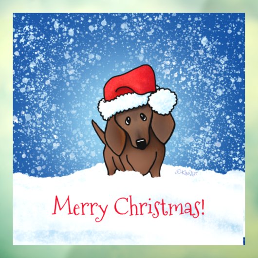 Kerstdachshund-vensterbank Raamsticker (Vel 3)