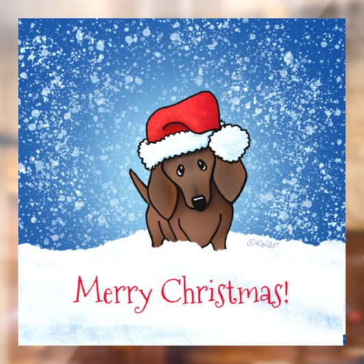 Kerstdachshund-vensterbank Raamsticker (Vel 2)