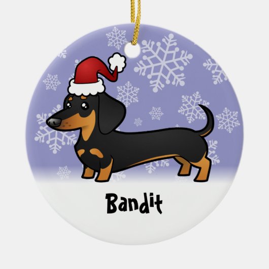 Kerstdachshund (voeg je huisdiernaam toe) keramisch ornament (Voorkant)