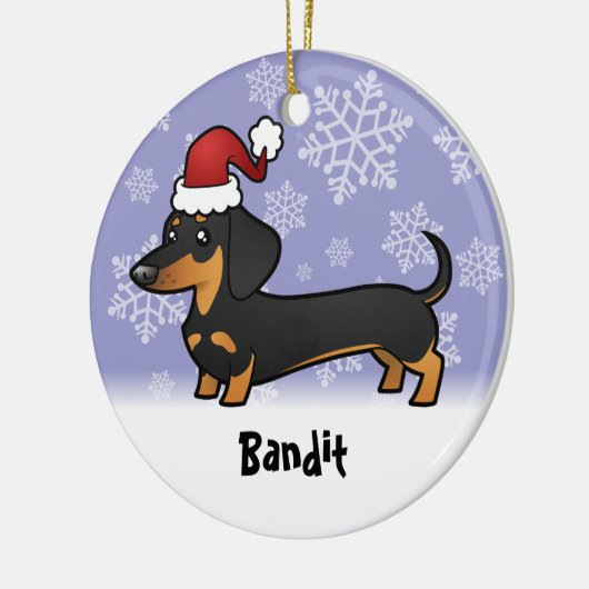 Kerstdachshund (voeg je huisdiernaam toe) keramisch ornament (Links)