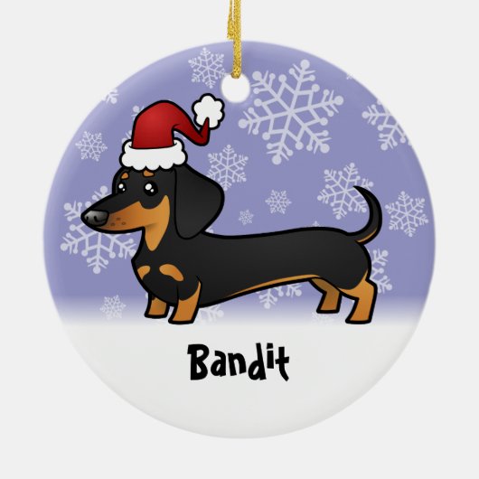 Kerstdachshund (voeg je huisdiernaam toe) keramisch ornament (Achterkant)