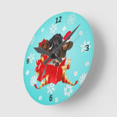 Kerstdachshund-wandklok Ronde Klok (Hoek)