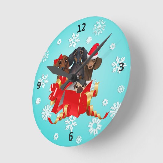 Kerstdachshund-wandklok Ronde Klok (Hoek)