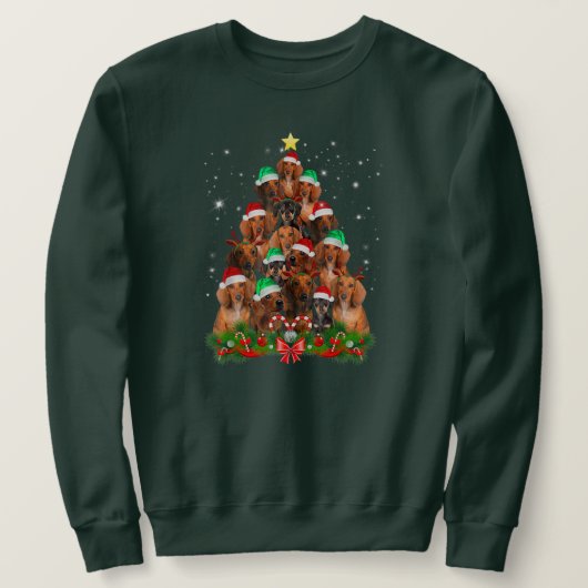 Kerstdachshundboom Funny Pajamas Xmas Trui (Design voorkant)