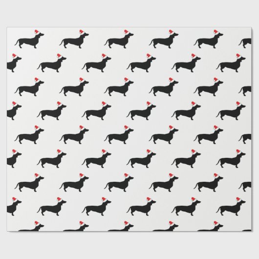 kerstdachshunds en kerstmanden cadeaupapier (Vlak)