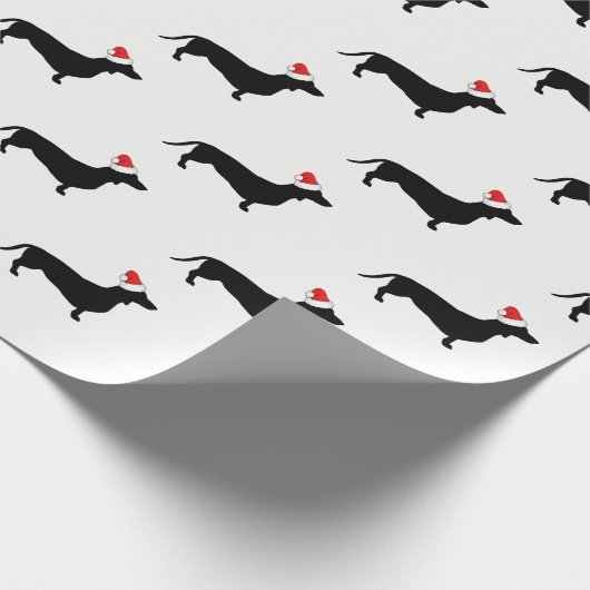 kerstdachshunds en kerstmanden cadeaupapier (Hoek)