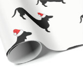 kerstdachshunds en kerstmanden cadeaupapier (Rol Hoek)