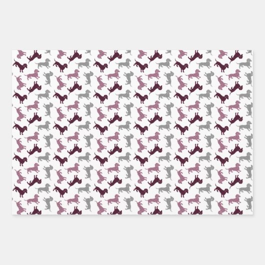 kerstdachshunds in Damask Inpakpapier Vel (Voorkant 3)