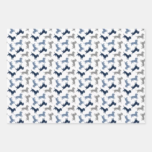 kerstdachshunds in Damask Inpakpapier Vel (Voorkant 2)