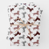 kerstdachshunds in Damask Inpakpapier Vel (In situ)