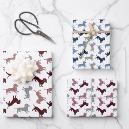 kerstdachshunds in Damask Inpakpapier Vel