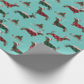 kerstdachshunds met Sweater & Santa Hat Cadeaupapier (Hoek)