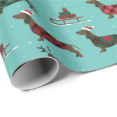 kerstdachshunds met Sweater & Santa Hat Cadeaupapier (Rol Hoek)