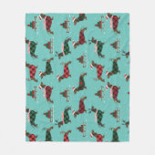 kerstdachshunds met Sweater & Santa Hat Fleece Deken (Voorkant)