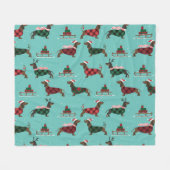 kerstdachshunds met Sweater & Santa Hat Fleece Deken (Voorkant (Horizontaal))