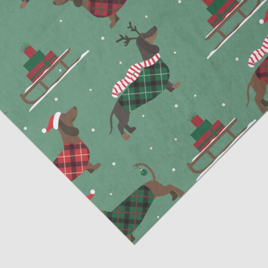 kerstdachshunds met Sweater & Santa Hat Tissuepapier (Detail)
